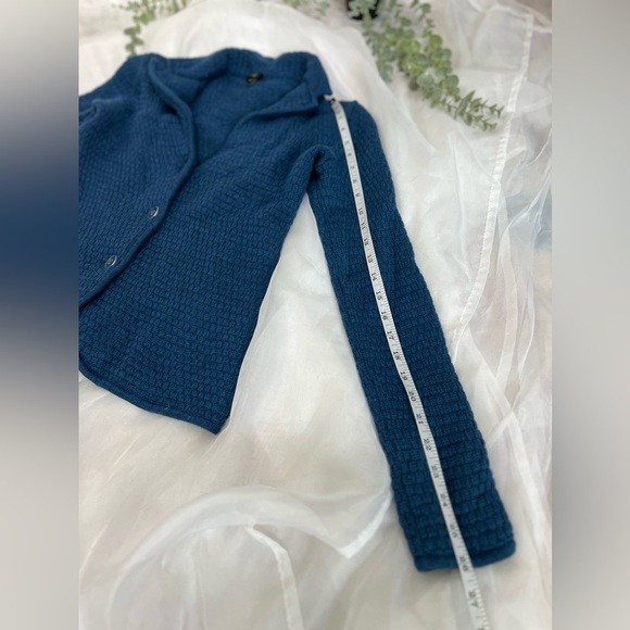 Talbots Sweater Blazer Women's Medium Blue Wool Knit Medium - Picture 9 of 11